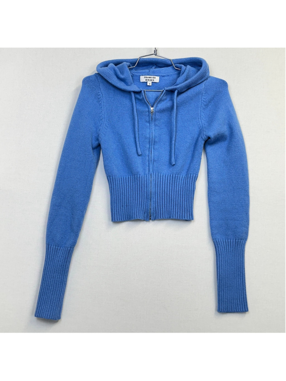 Frankies Bikinis Aimee Cloud Knit Zip Up Hoodie Blue Women's Size S